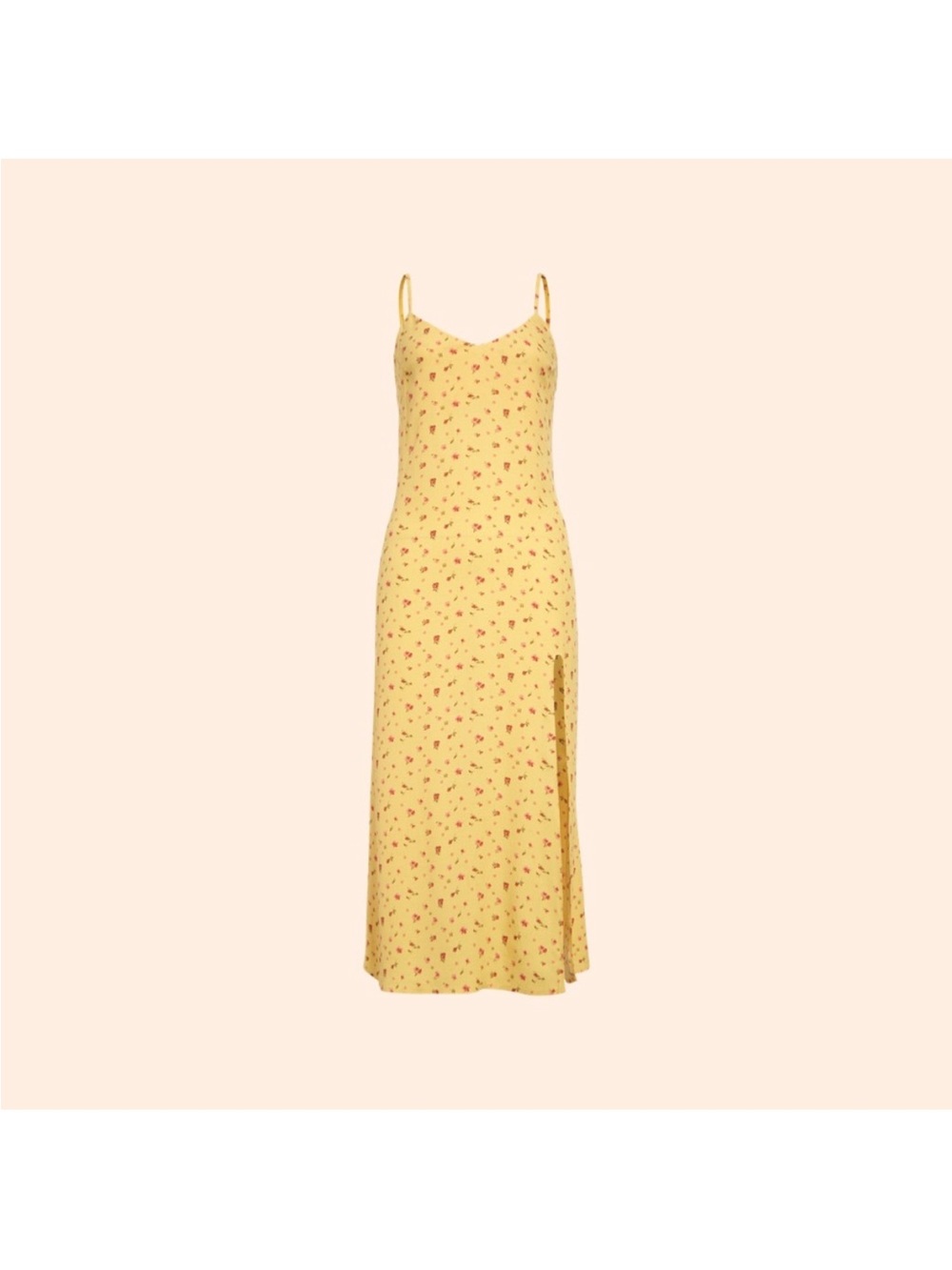 Reformation Crimini Dress (Gwen) Yellow Floral Side Slit V Neck Size 4